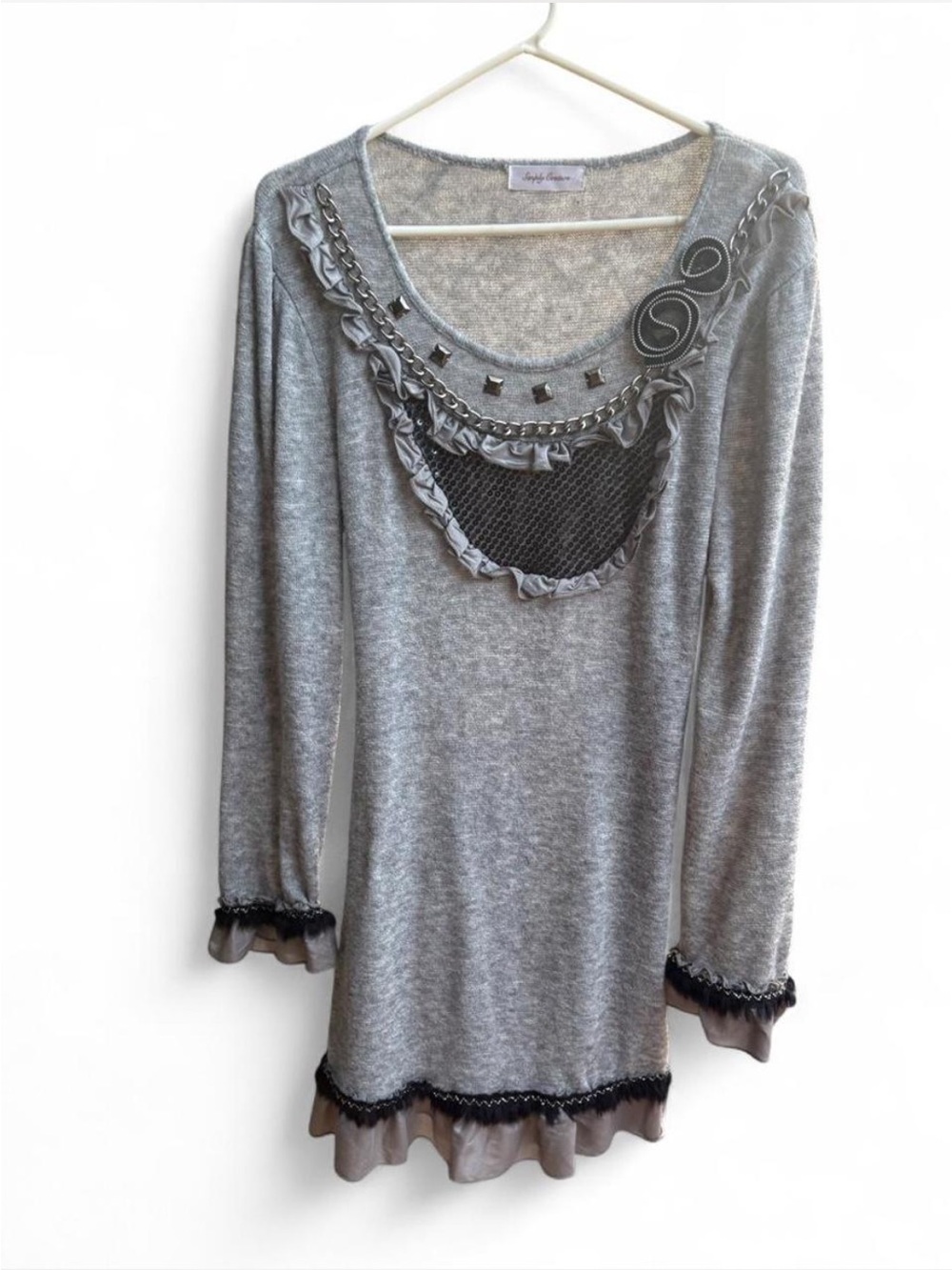 SimplyCouture gray embellished
knit dress